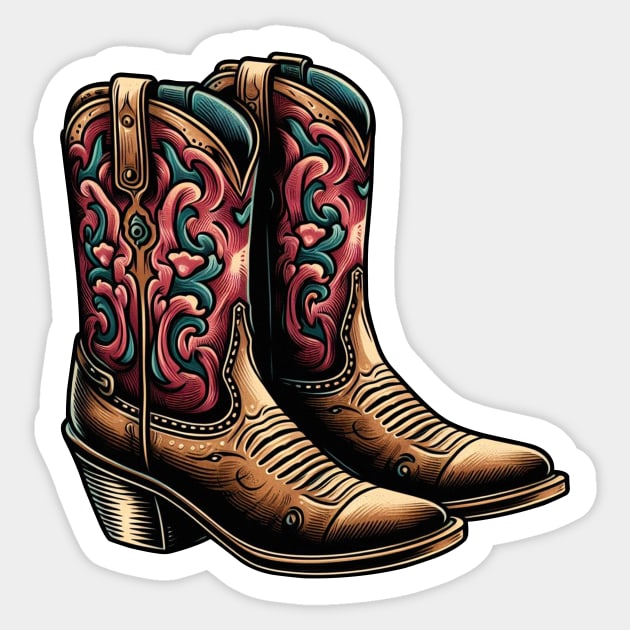 Traditional mexican cowboy boots Sticker by PinScher